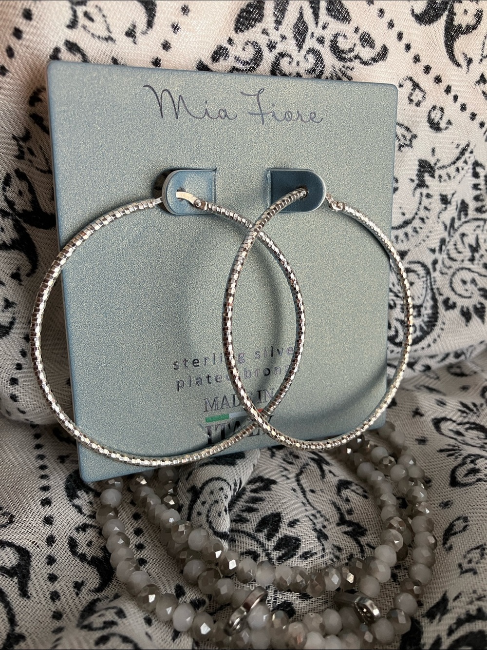 Mia Fiore Sterling Silver Plated Bronze Hoop Earrings -NWT; Made in Italy :) - Picture 6 of 9